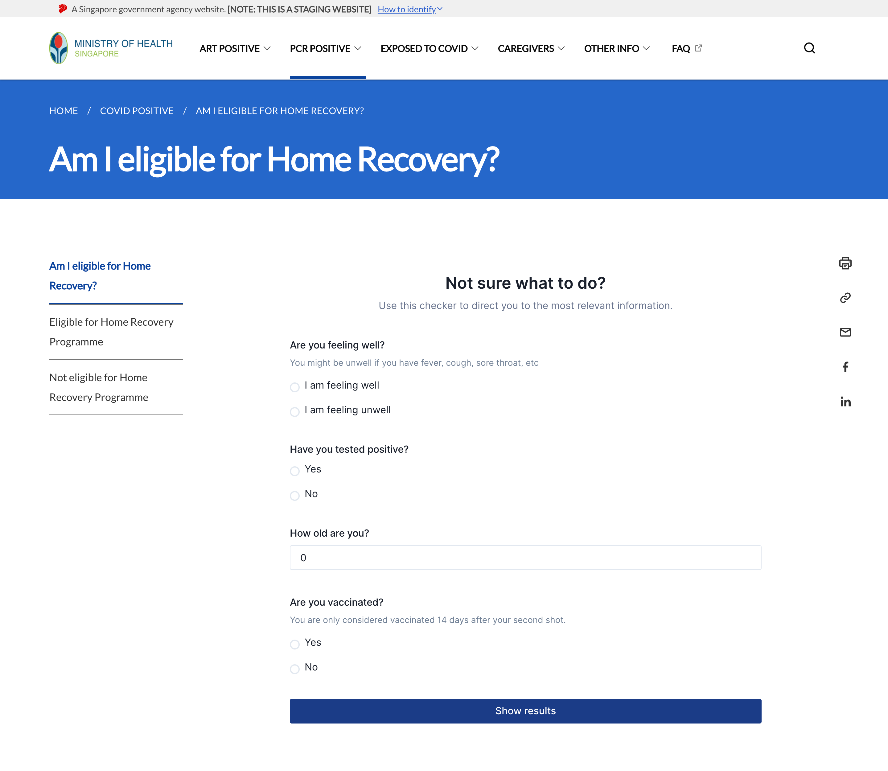 A screenshot of a checkfirst checker embedded on covid.gov.sg 